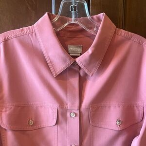 Chico's Coral Utility Button Front Shirt